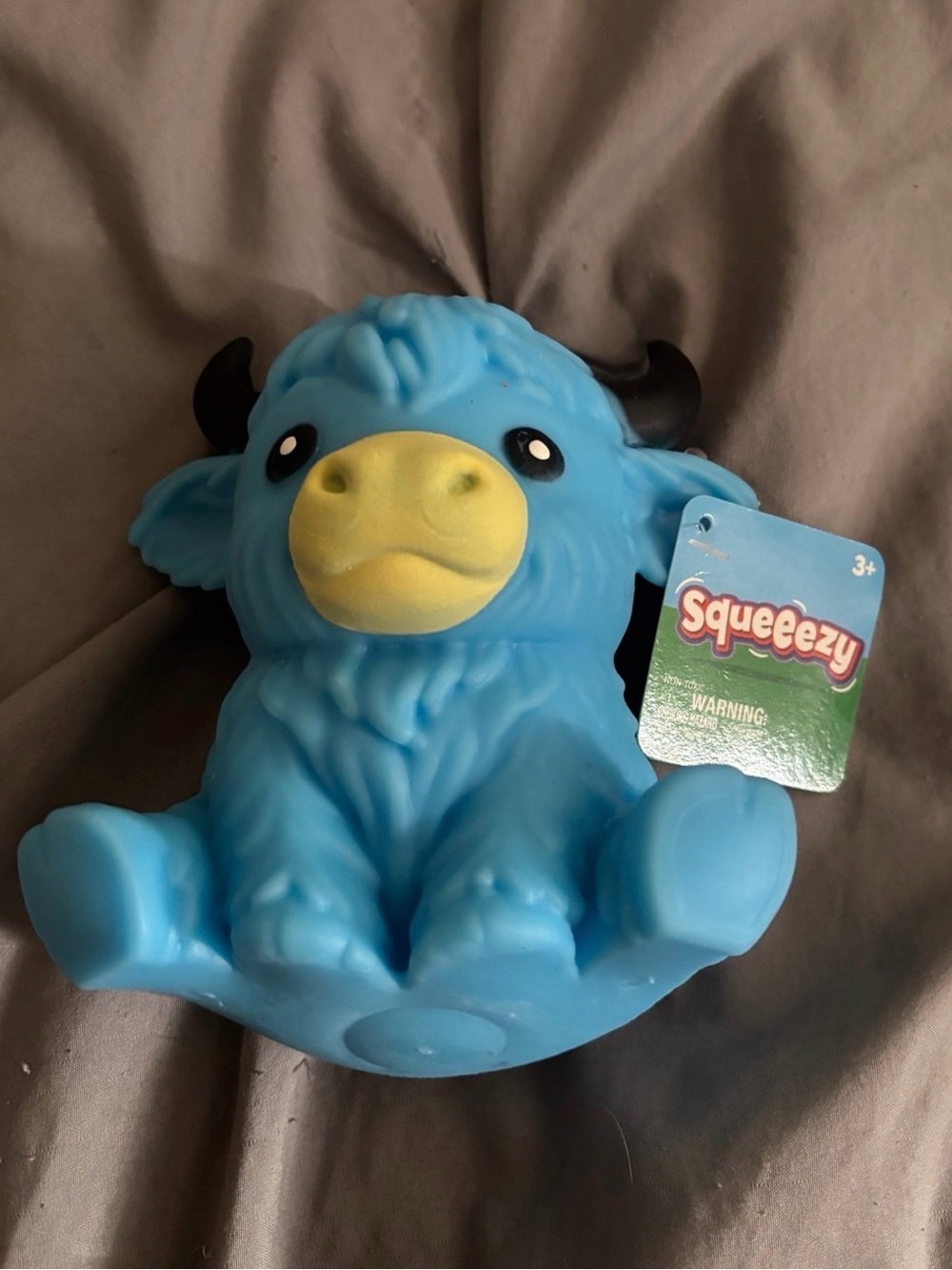 Blue Highland Cow-Style Squishy Toy - Squeeze